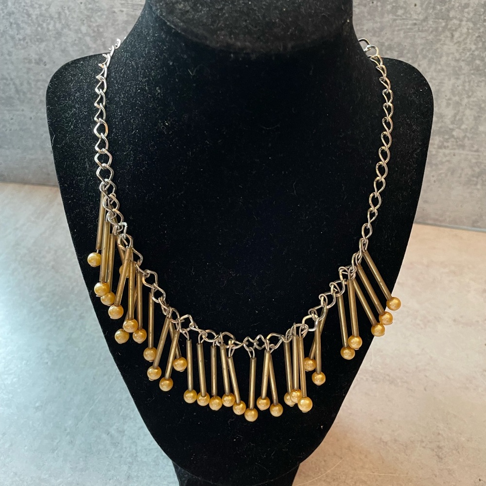 Pearl Hold Tone Pierced Earrings And Necklace Set NWT